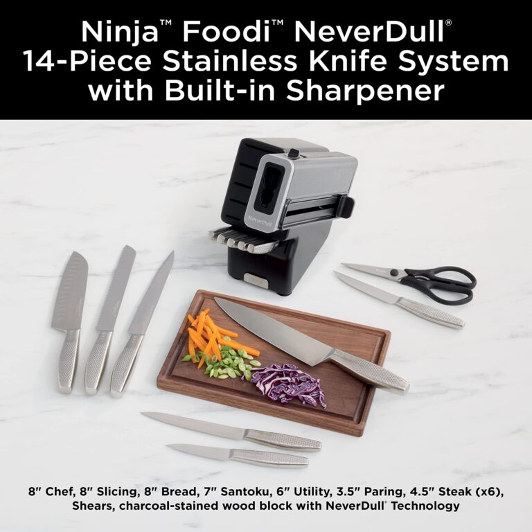 Ninja K62014 Foodi NeverDull Premium 14-Piece German Stainless Steel Knife System with Built-in Sharpener, Stainless Steel/Black - Image 10