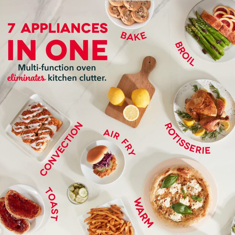 Dash Chef Series 7 in 1 Convection Toaster Oven Cooker, Rotisserie + Electric Air Fryer with Non-stick Fry Basket, Baking Pan & Rack, Skewers, Drip Tray & Recipe Book, 23L, Graphite - Image 4