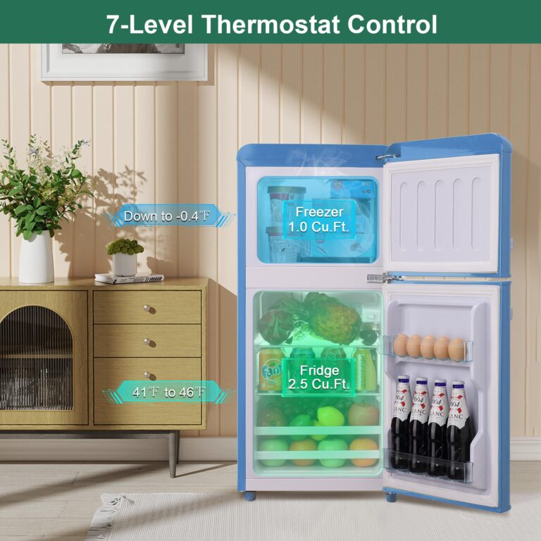 Gshop FLS-80G-BLUE Dorm Mini Refrigerator 3.5 Cu. Ft, Adjustable Thermostat Small Retro Fridge with Separate Freezer for Apartment, Office, Home, Blue - Image 6