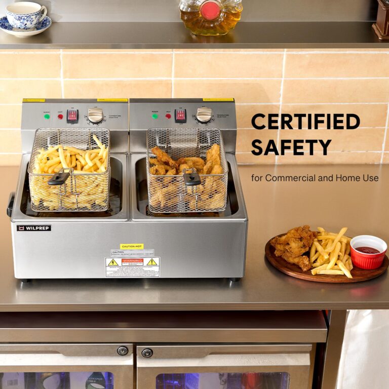 WILPREP 1600W Electric Deep Fryer, 20 lb. Commercial Deep Fryer with Dual Oil Tanks Baskets & Adjustable Temperature, Stainless Steel Electric Countertop Fryer with ETL & ETL Sanitation Certification - Image 5