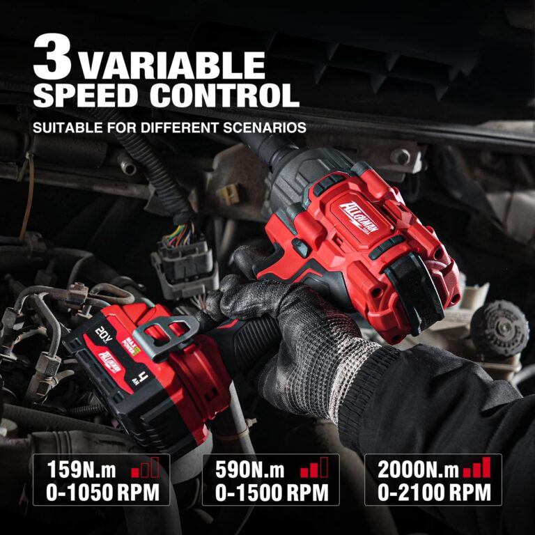 Alloyman Cordless Impact Wrench, 1475Ft-lbs (2000N.m) 1/2 High Torque Brushless Impact Gun, 20V Power Impact Driver, 4000mAh Battery,3 Sockets, Brushless Motor Variable Speeds for Car/Truck RV/Mower - Image 5