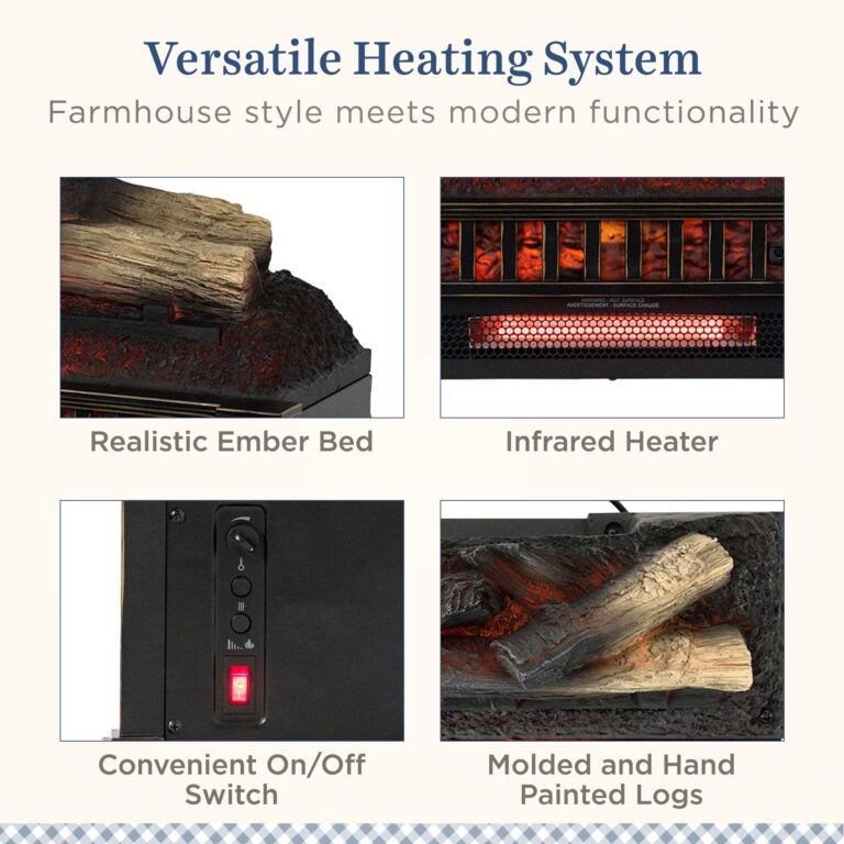 Country Living 23 inch Electric Log Set | Crackling Sound | 1000 Sq Ft Heater | Faux Logs Insert with Infrared Flames for Existing Fireplaces | Remote Control Included - Image 6