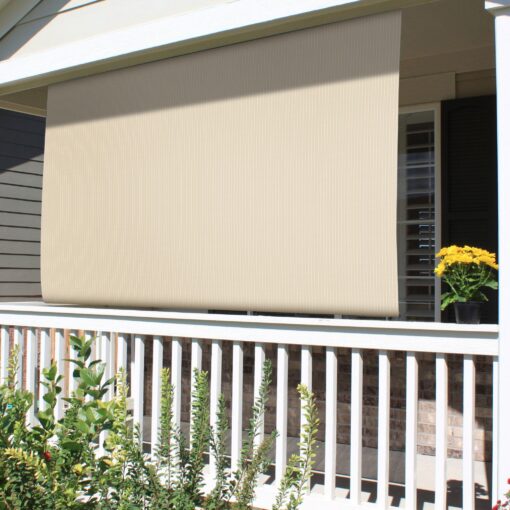 Patio Paradise Shades Roll Up Outdoor 7'Wx13'H Roller Shade Exterior Patio Blinds for Outside Porch Deck Balcony Pergola Carport, Beige