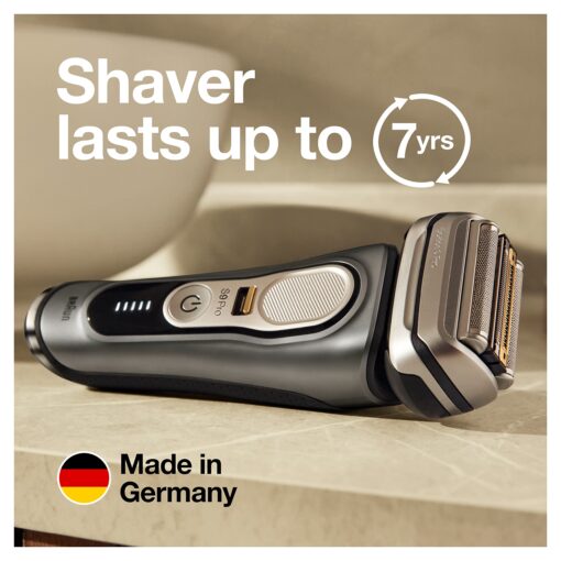 Braun Electric Razor for Men, Series 9 Pro 9465cc Wet & Dry Electric Foil Shaver with ProLift Beard Trimmer, Cleaning & Charging SmartCare Center, Head Shavers for Bald Men, Noble Metal - Image 4