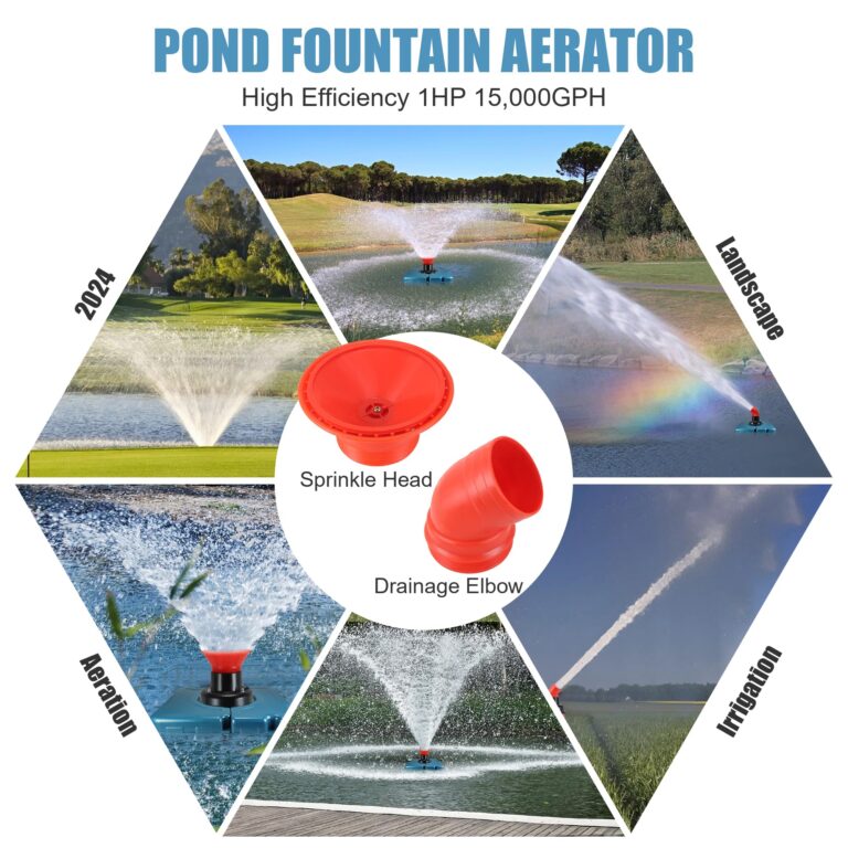 Goldlife Pond Fountain Aerator, F1-4 1HP 750W 110V PowerfuI Floating Pond Fountain Pump With 100 FT Power Cord, Outdoor Pond Aerating Fountains Cascade Pump for Small Large Ponds Lake Pond Jet System - Image 6