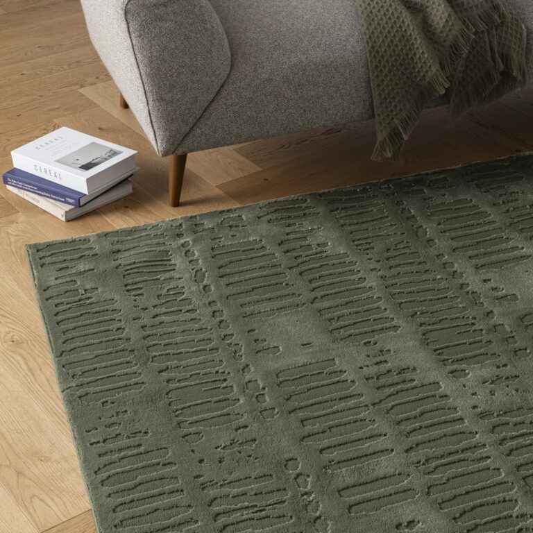 Revival Rugs Shell 5'3"x7'10" Washable Area Rug for Living Room Bedroom - 100% Recycled Oeko-TEX Certified, Medium Pile, Green - Image 8