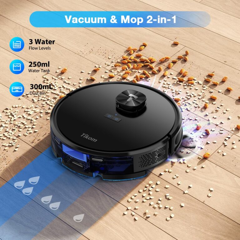 Tikom Robot Vacuum and Mop Combo with LiDAR Navigation, L9000 Robotic Vacuum Cleaner with 4000Pa Suction,150Min Max, 14 No-Go Zones, Smart Mapping, Good for Pet Hair, Carpet, Hard Floor(Dark Black) - Image 8