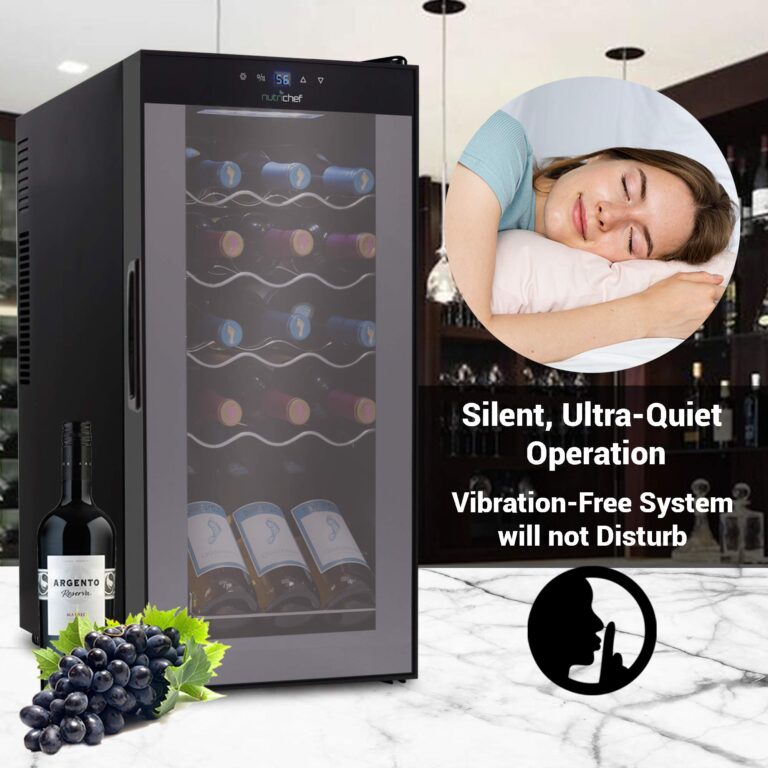 NutriChef Compressor Refrigerator White & Red Chiller Countertop Cooler-Freestanding Compact Mini Wine 15 Bottle Capacity, Digital, Glass Door, Black, Quiet Operation Fridge Touch Temperature Control - Image 5