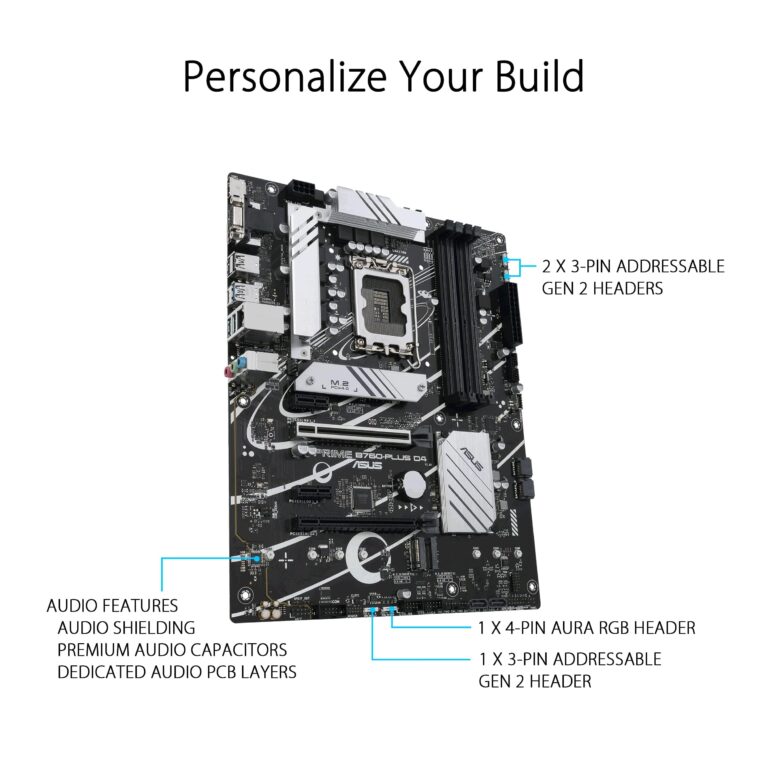 ASUS Prime B760-PLUS D4 Intel (13th and 12th Gen)LGA 1700 ATX motherboard PCIe 5.0,3xPCIe 4.0 M.2 slots,DDR4,2.5Gb LAN,DisplayPort,USB 3.2 Gen 2x2 Type-C,front USB 3.2 Gen 1 Type-C,Thunderbolt (USB4®) - Image 4