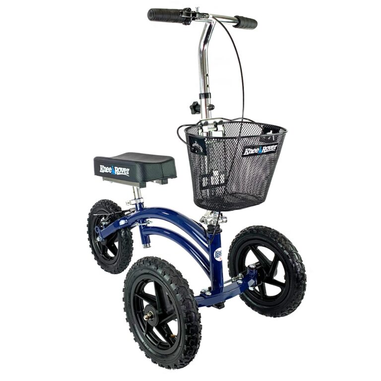 KneeRover Original Steerable All Terrain Knee Scooter for Adults for Foot Surgery Heavy Duty Knee Walker for Broken Ankle Foot Injuries - Leg Recovery Scooter Best Knee Crutch Alternative (Blue)