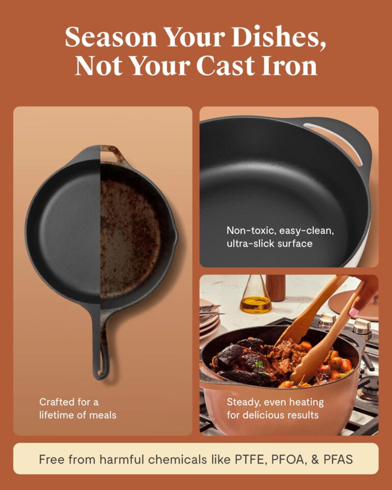 Caraway Enameled Dutch Oven - 6.5 qt Cast Iron Dutch Oven With Lid - 3 Layer Enamel Coating - No Seasoning Required - Compatible With All Stovetops - Oven Safe - No Forever Chemicals - Midnight Blue - Image 4