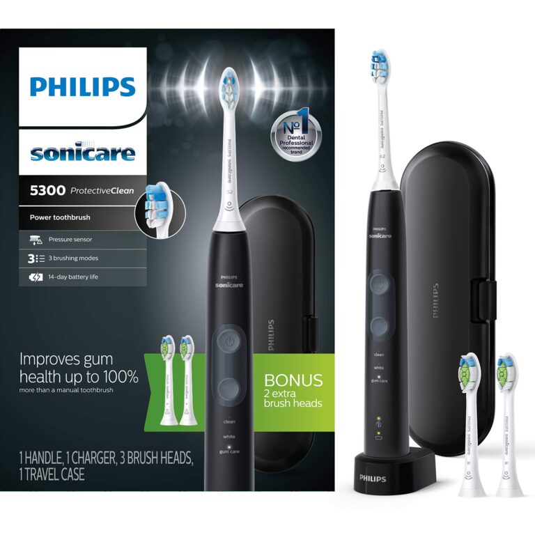 Philips Sonicare Cordless Power Flosser 3000 & ProtectiveClean 5300 Rechargeable Electric Power Toothbrush, Black, HX6423/34 - Image 4