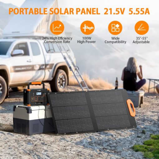 GRECELL 100W Solar Panel for Power Station Generator, 21.5V Portable Foldable Solar Panel with Fast Charger and Adjustable Kickstand Solar Cell Charger for Outdoor Camping RV Van Travel - Image 9