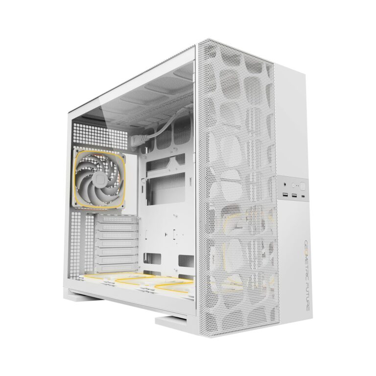 Geometric Future M5 Vent Mesh Panel Tempered Glass Mid Tower, E-ATX/ATX Gaming Case, High Airflow, 1.2mm Steel, Type C, Support 420/360 Radiator, ARGB PWM 140m fan x 5 Pre-Installed, White, GEO-M5VF-W - Image 8