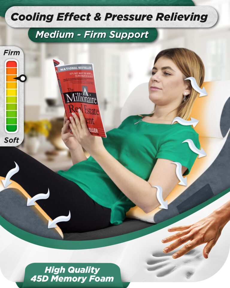 Lunix 4pcs Orthopedic Bed Wedge Pillow Set, Post Surgery Memory Foam for Back, Knee, Leg Pain Relief, Adjustable Sitting Pillow for Sleeping, Acid Reflux, GERD, with Hot Cold Pack, Navy for Kids - Image 7