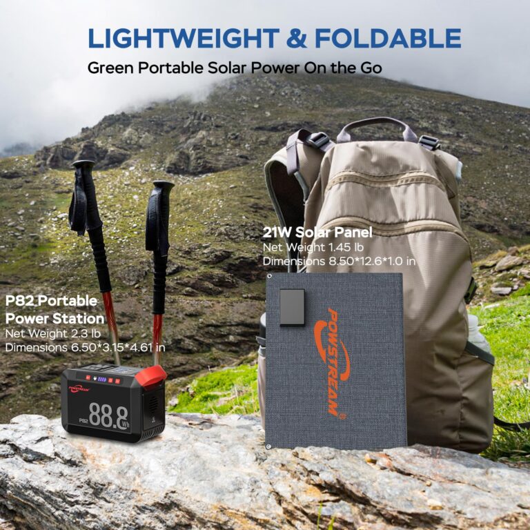 POWSTREAM 88.8Wh Portable Power Station with AC Outlet 120W Peak, 24000mAh Solar Generator with Foldable 21W Panels Included, Solar Powered Power Bank for Outdoor Camping Home Backup Emergency RVs - Image 5