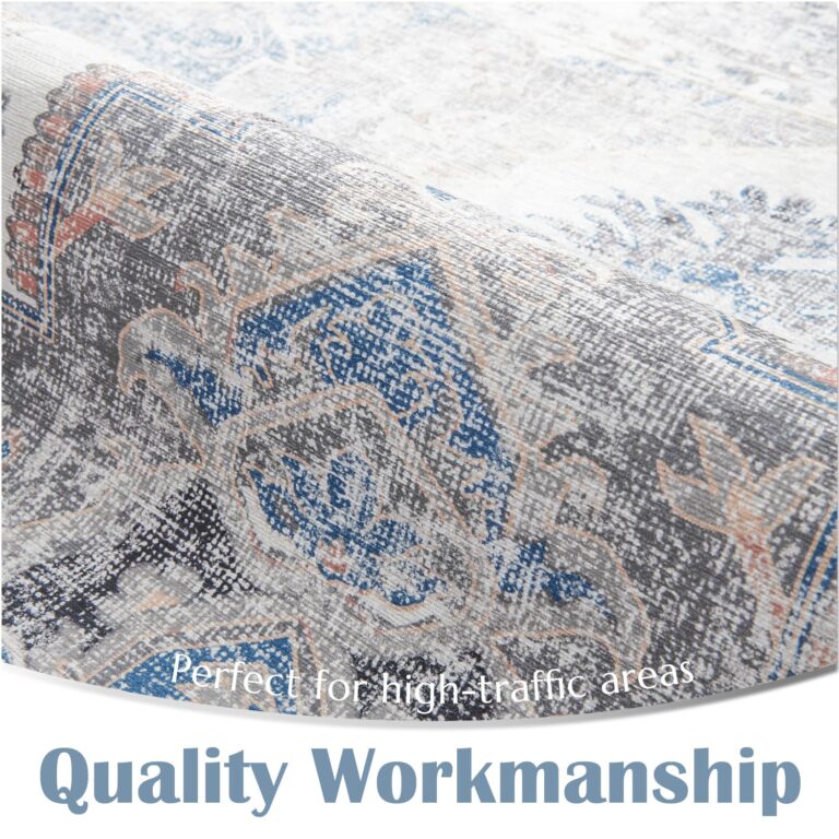jinchan Washable Large Area Rug 8x10 Accent Rug for Living Room Grey Vintage Floor Mat Soft Printed Distressed Carpet Non Slip Floor Cover for Kitchen Bedroom Dining Room - Image 2