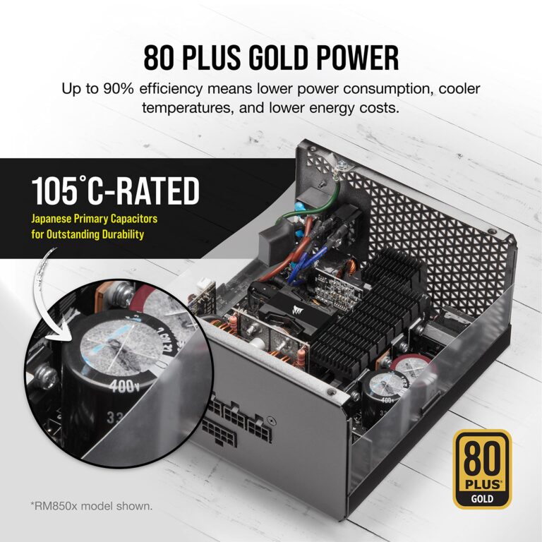 CORSAIR RM550x Fully Modular ATX Power Supply - 80 Plus Gold - Low-Noise Fan - Zero RPM - Black - Image 6