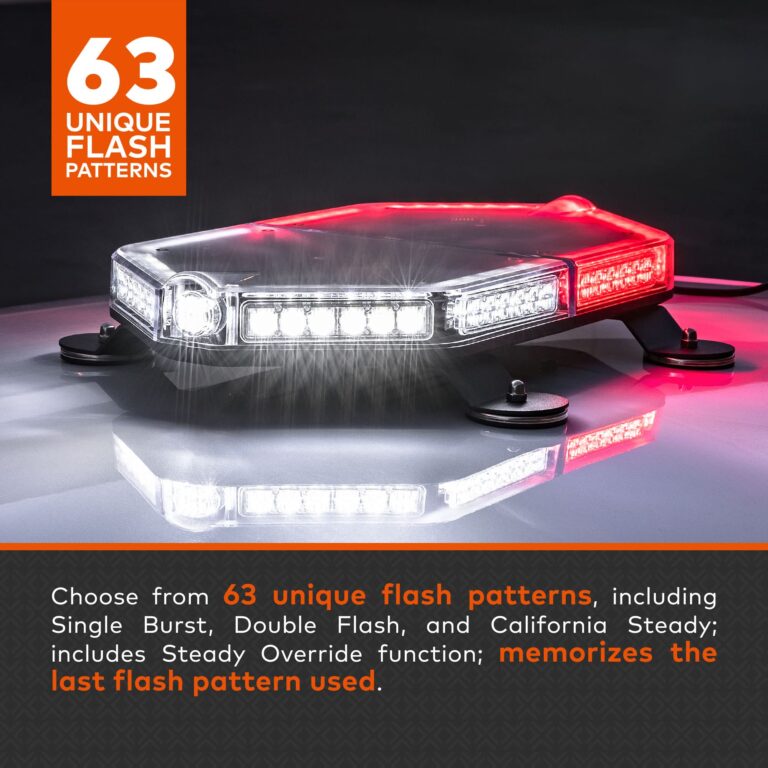 LAMPHUS NanoFlare NFMB56 17" 12V 56W AMBER LED Strobe Mini Light Bar [SAE Class 1] [Magnet/Permanent Mount] Yellow Roof top Rotating Flashing Emergency Warning Beacon Lightbar for Work Truck Vehicles - Image 8