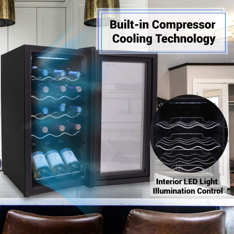 NutriChef Compressor Refrigerator White & Red Chiller Countertop Cooler-Freestanding Compact Mini Wine 15 Bottle Capacity, Digital, Glass Door, Black, Quiet Operation Fridge Touch Temperature Control - Image 8