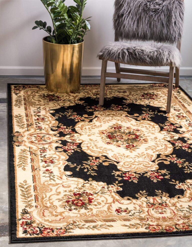 Unique Loom Versailles Collection Traditional Classic Medallion Motif Area Rug (9' 0 x 12' 0 Rectangular, Black/ Ivory)