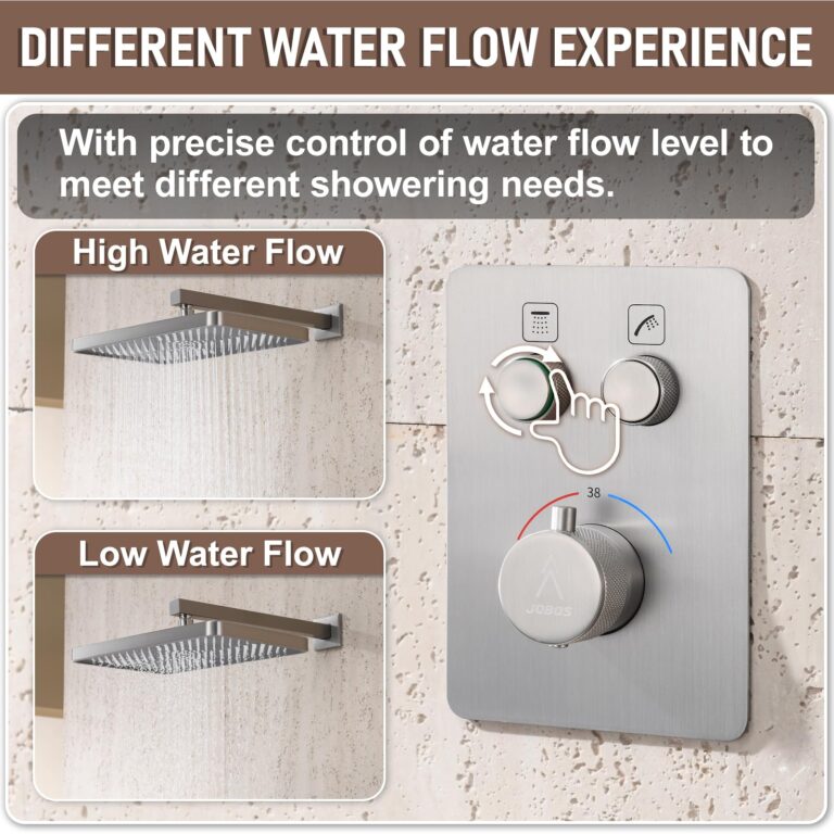 JQBQS Thermostatic Shower Valve/System 12 inches Nickel Brass Faucet Set With Diverter/Mixer With Handheld Rain Head High Pressure Modern Rainfall - Image 5