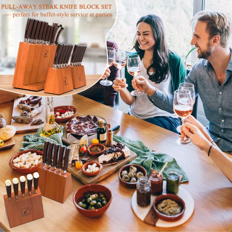 imarku Knife Set, 20-Pieces Premium Kitchen Knife Set, Japanese High Carbon Steel Knife Set with Block and 2 Pull-away Steak Knife Block Set, Best Gifts - Image 2