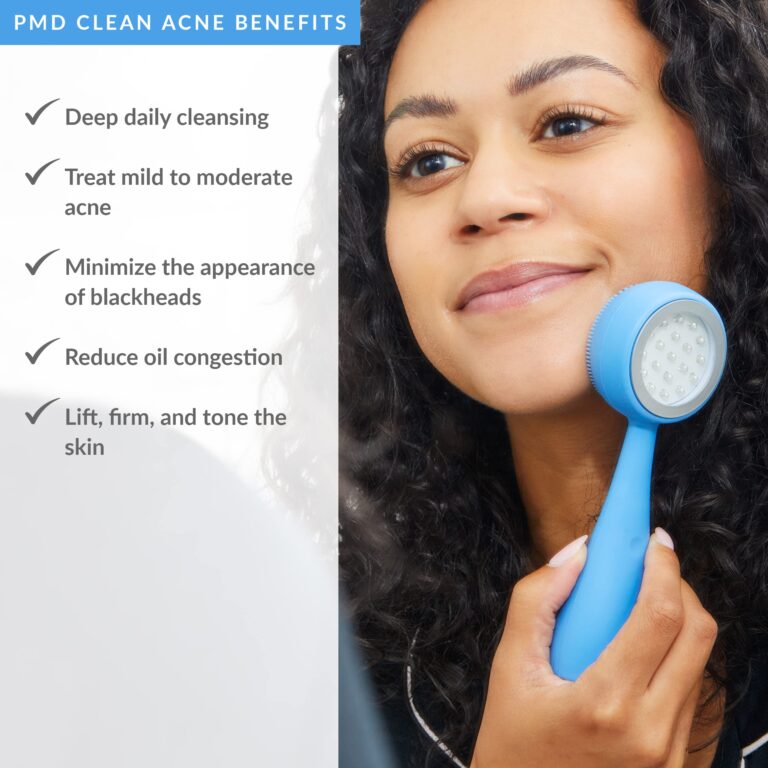 PMD Beauty Facial Cleansing Brush - Smart Silicone Brush with Blue Light Treatment - SonicGlow Vibration - Waterproof Device for Acne - Image 13