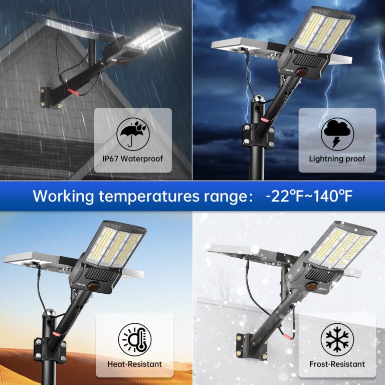 JAYNLT Y-9800W Solar Street Lights Outdoor, 750000LM 6500K High Powered Commercial Parking Lot Lights Dusk to Dawn, Waterproof Solar Security Flood Lights with Remote for Driveways, Basketball Courts - Image 3