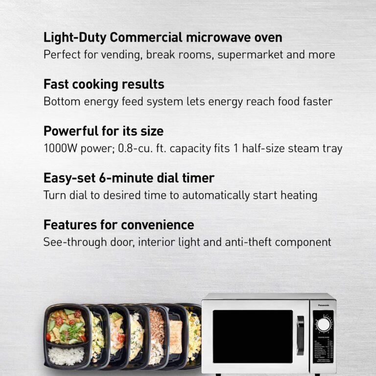 Panasonic NE-1025F Compact Light-Duty Countertop Commercial Microwave Oven with 6-Minute Electronic Dial Control Timer, Bottom Energy Feed, 1000W, 0.8 Cu. Ft. Capacity Silver - Image 7