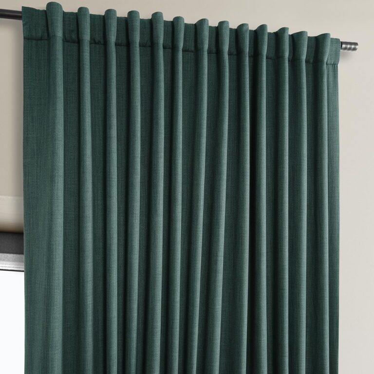 HPD Half Price Drapes - Faux Linen Curtains for Living Room (1 Panel) - 100W X 96L - Extra Wide Textured Room Darkening Curtains for Bedroom 96 Inches Long - Drapes for Home Decor, Slate Teal - Image 7