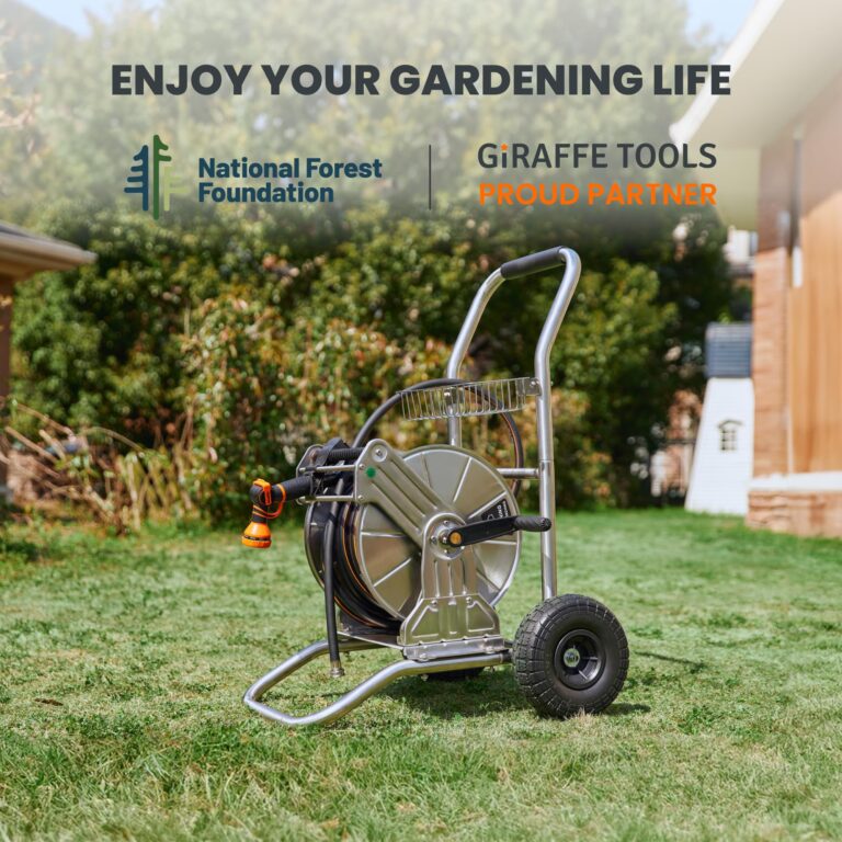 Giraffe Tools Garden Hose Reel Cart with Wheels, Stainless Steel Heavy Duty Water Hose Reel Cart, 200 ft of 1/2 Capacity, Mobile for Outside - Image 3
