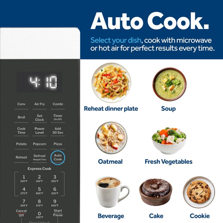 GE GCST10A1WSS 4-in-1 Microwave Oven, 1,050 Watts Air Fryer, Broiler & Convection Mode, Kitchen Essentials for The Countertop or Dorm Room, Child-Lock Technology 1.0 Cu. Ft, Stainless Steel - Image 3