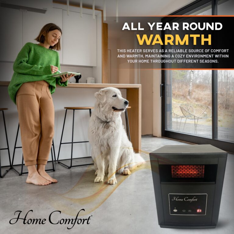 Home Comfort 1500w Infrared Heater - Energy Efficient Space Heater for Year-Round Indoor Warmth, With Thermostat and Remote Control, Portable Warmer for Bedroom, Living and Large Spaces - Black, 1500W - Image 6