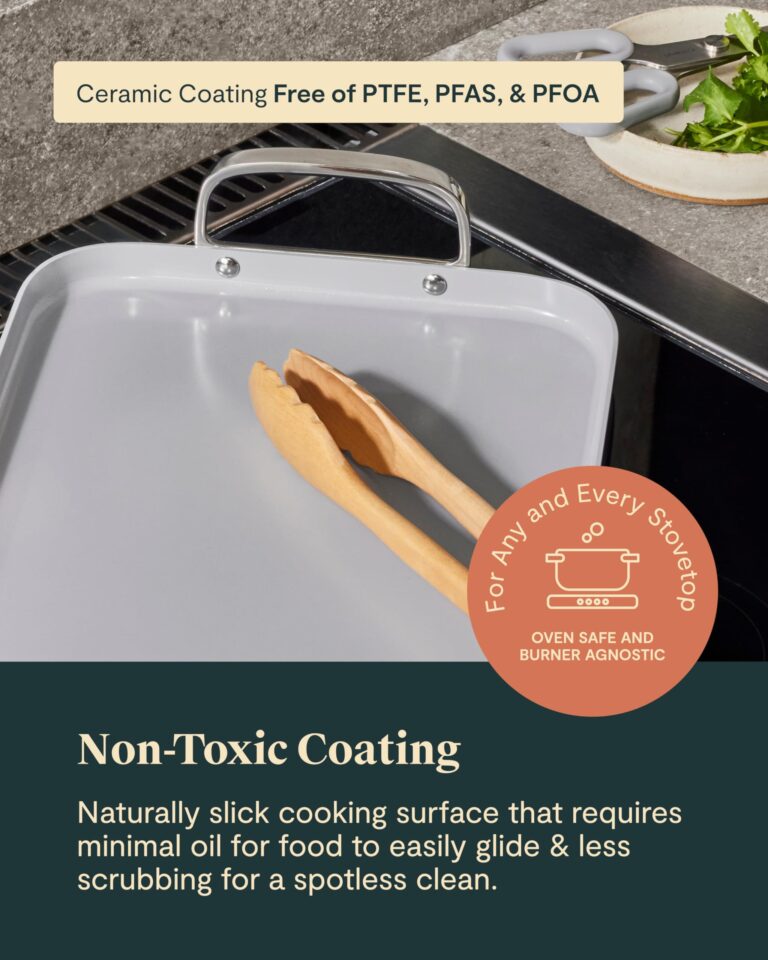 Caraway Double Burner Griddle - 19x12” Griddle Pan - Non-Stick Ceramic Coated - Non Toxic, PTFE & PFOA Free - Oven Safe & Compatible with All Stovetops - Navy - Image 5