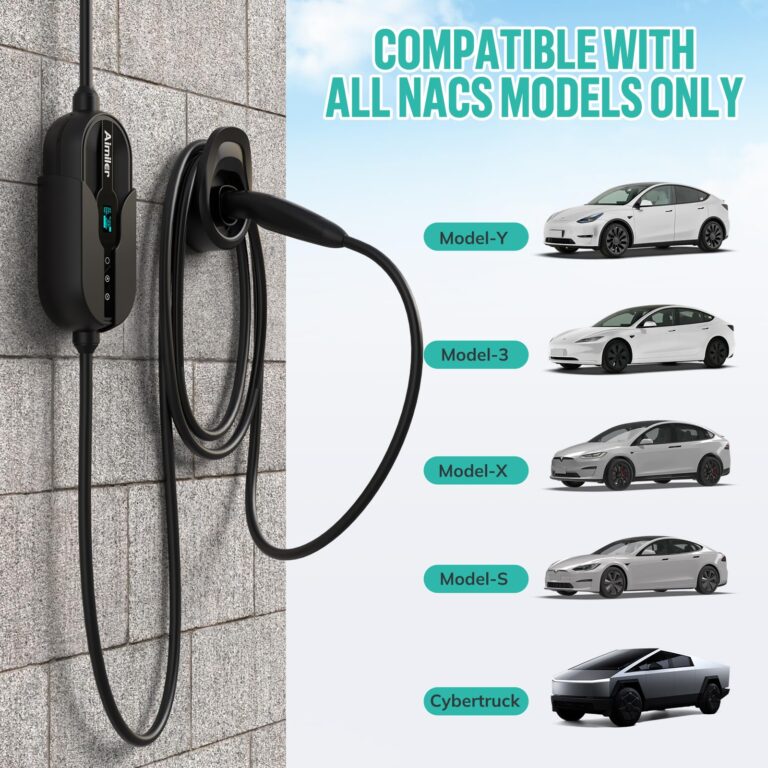 AIMILER Level 2 Electric Car(EV) Charger(WiFi APP) for Tesla Model X/Y/3/S/Cybertruck, 240V, 32 Amp, NEMA 14-50 Plug, 25ft ETL Listed Tesla Mobile Wall Charger, Portable/Home NACS Connector Stations - Image 6