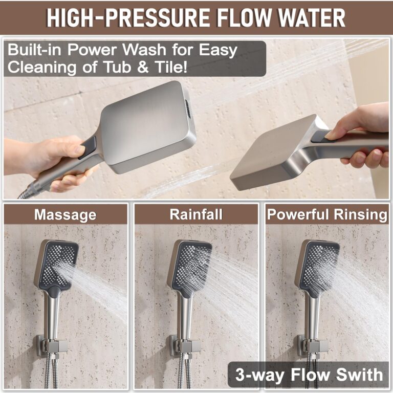 JQBQS Thermostatic Shower Valve/System 12 inches Nickel Brass Faucet Set With Diverter/Mixer With Handheld Rain Head High Pressure Modern Rainfall - Image 6