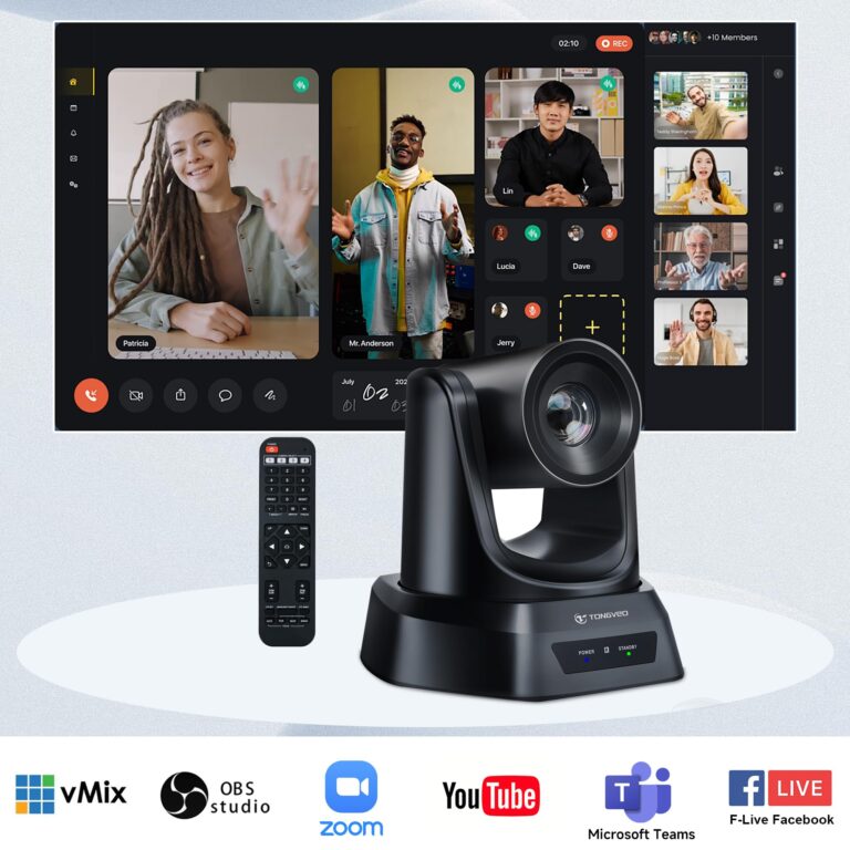 TONGVEO 5.8GHz Wireless Conference Room Webcam, Church Live Streaming 3X USB 1080P 60fps PTZ Camera for Worship Services Online Conference, Works with Zoom, Skype OBS Easy to Set Up - Image 6