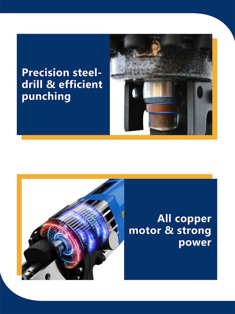 AMZCNC 110V 1200W Electric Hydraulic Hole Puncher Φ1/4"-4/5" Punching Machine Metal Hole Punch with Carbon Brush 5 Dies for Iron Copper Aluminum Plate Angle Steel - Image 6