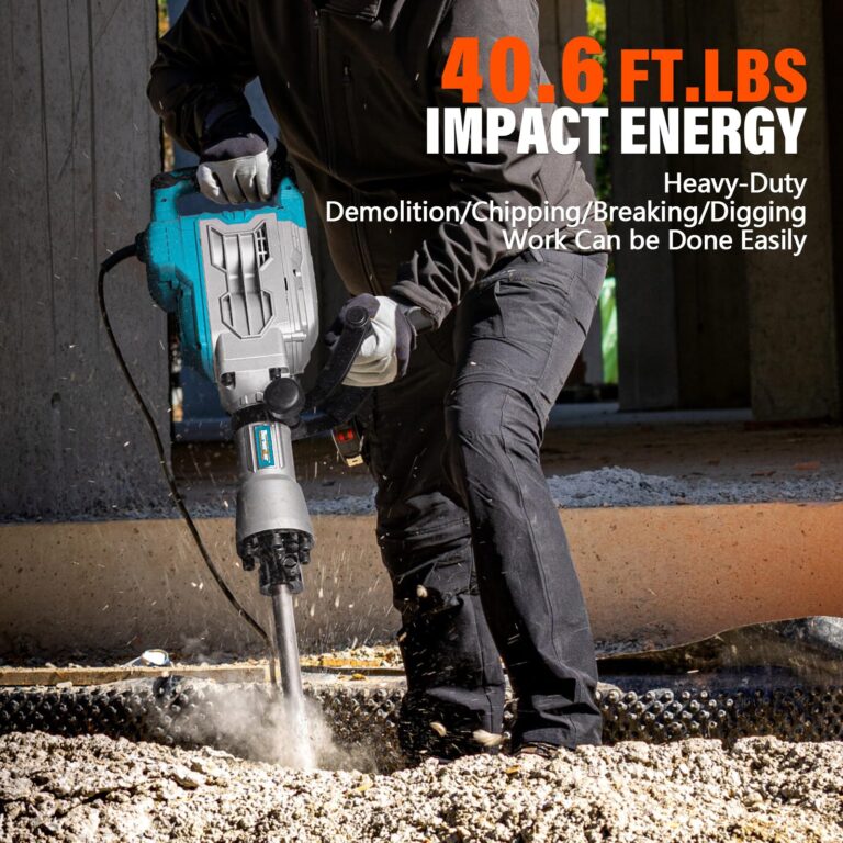 Berserker 1700W 30-Pound Demolition Jack Hammer with 1-3/16" Hex, 14-Amp Corded Electric Heavy Duty Demo Chipping Hammer Concrete/Pavement Breaker with Carrying Case Flat Chisel Bull Point Chisel - Image 6