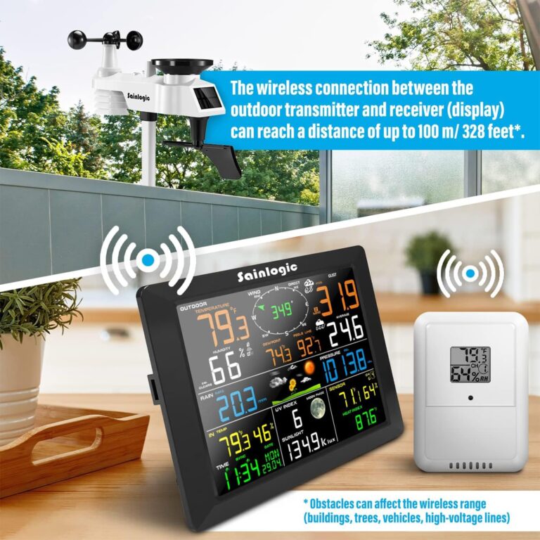 Sainlogic 8.3 Inch Color Display WLAN Weather Stations Wireless Indoor Outdoor with 7-in-1 Rain Gauge and Wind Speed Sensor, Internet Wireless Weather Station Remote Monitoring System - Image 2