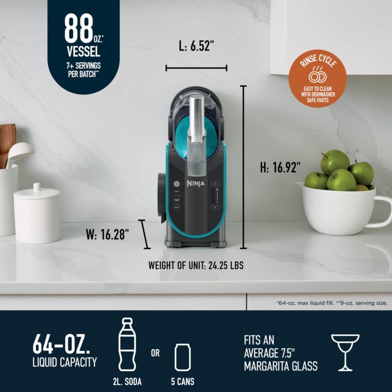 Ninja SLUSHi Professional Frozen Drink Maker with RapidChill Technology, 88 oz. Frozen Drink & Slushie Machine, 2 Preset Programs, Frozen Margaritas, and More, Premium Accents, Teal, FS299 - Image 2