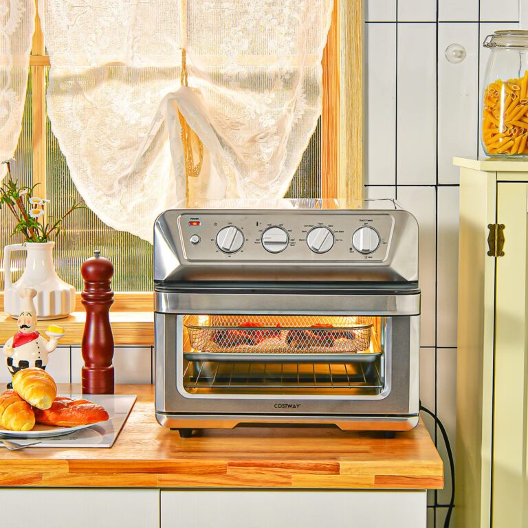 COSTWAY Air Fryer Toaster Oven, 7-in-1 Convection Countertop Oven w/Auto-Shut-Off, Timer, Accessories, Cookbook, 1800W, 21.5 QT Air Fryer Toaster Oven Combo, Bake, Broil, Toast, Stainless Steel - Image 6