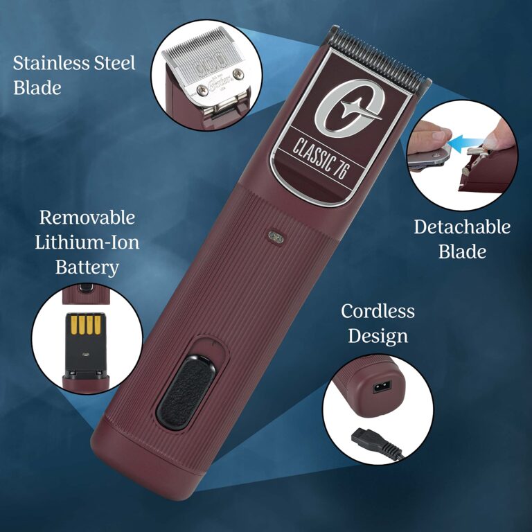 Oster Professional Cordless Hair Clippers, Classic 76 for Barbers and Hair Cutting with Detachable Blade, Burgundy - Image 4