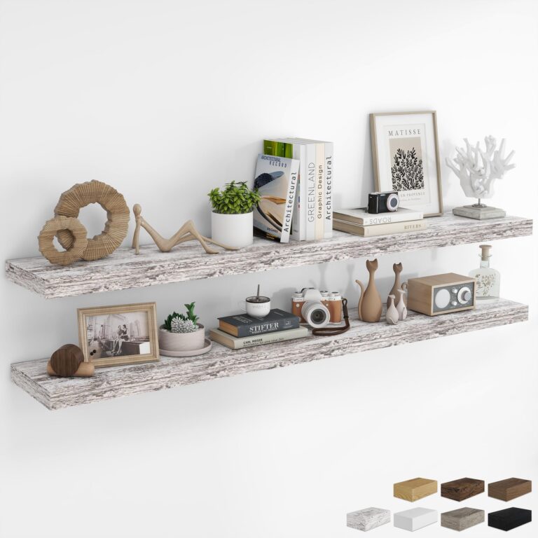 RICHFOCUS 72Inch Floating Shelves for Wall 2 Pack Shelves for Bedroom|Kitchen|Bathroom Wall Mounted Rustic Wood Floating Shelf with Invisible Brackets for Books|Storage|Decor, Rustic