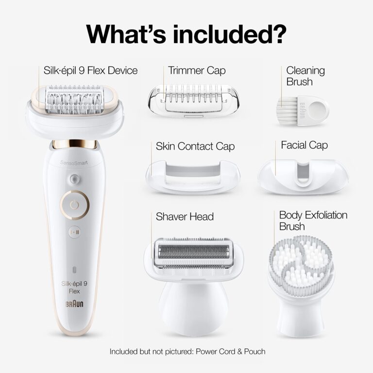 Braun Epilator Silk-épil 9 9-030 with Flexible Head, Facial Hair Removal for Women and Men, Hair Removal Device, Shaver & Trimmer, Cordless, Rechargeable, Wet & Dry, Beauty Kit with Body Massage Pad - Image 6