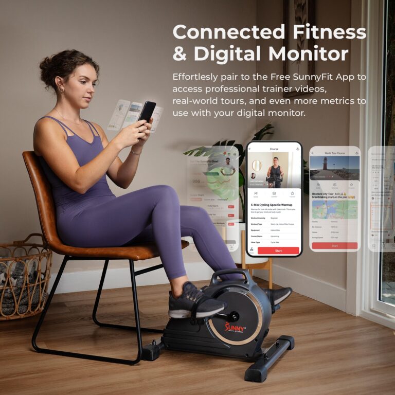 Sunny Health & Fitness Dual Function Smart Motorized Mini Bike Trainer, Under Desk Exercise Machine for Senior Training, Arm/Leg Cardio Cycle Workout, Free SunnyFit App Bluetooth Link-SF-B020029SMART - Image 5