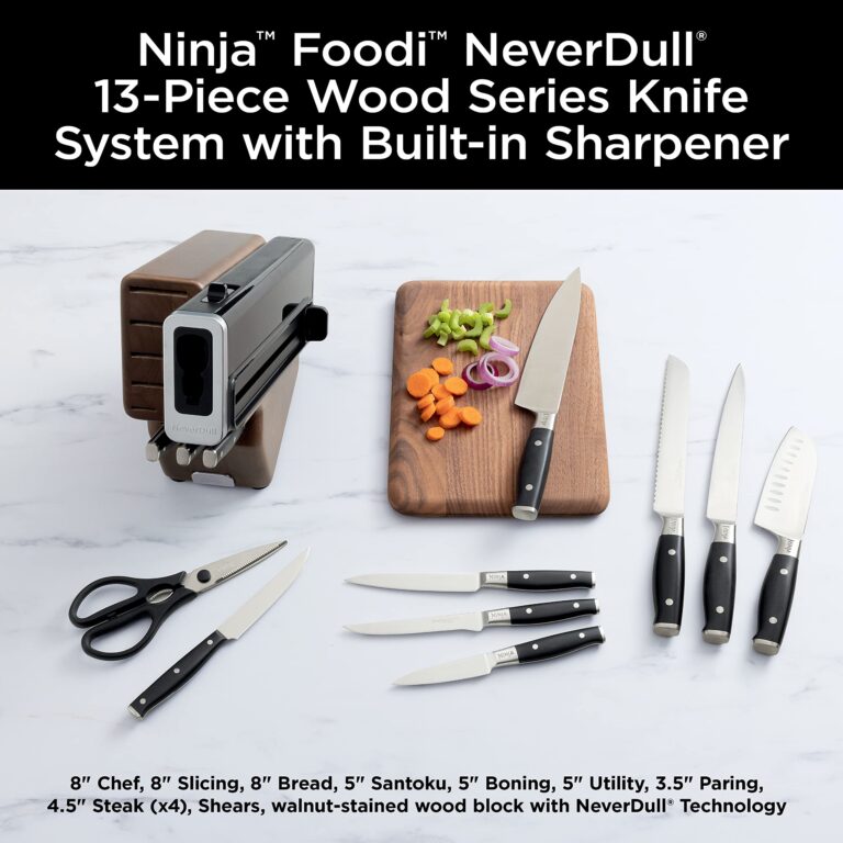 Ninja K52013 Foodi NeverDull Premium 13 Piece German Stainless Steel Wood Series Knife System with Built-in Sharpener, Walnut Stain/Black - Image 9