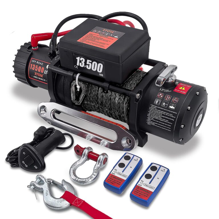 Winch 13500 lbs 12V Waterproof Electric Winch Synthetic Rope Electric Winch Towing Winch Boat Trailer Winch SUV 4-Wheel Drive Off-Road Vehicle with Remote Control 3/8 Synthetic Rope (Dark-Gray)