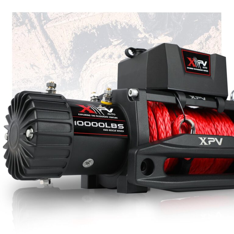 XPV AUTO Winch 10000 lb. Electric Winch Truck Winch Waterproof IP67 Electric Winch Synthetic Rope Kit with 2 Wireless Handheld Remotes and Wired Handle for 4WD 4x4 Off Road Vehicle Boat Truck - Image 2
